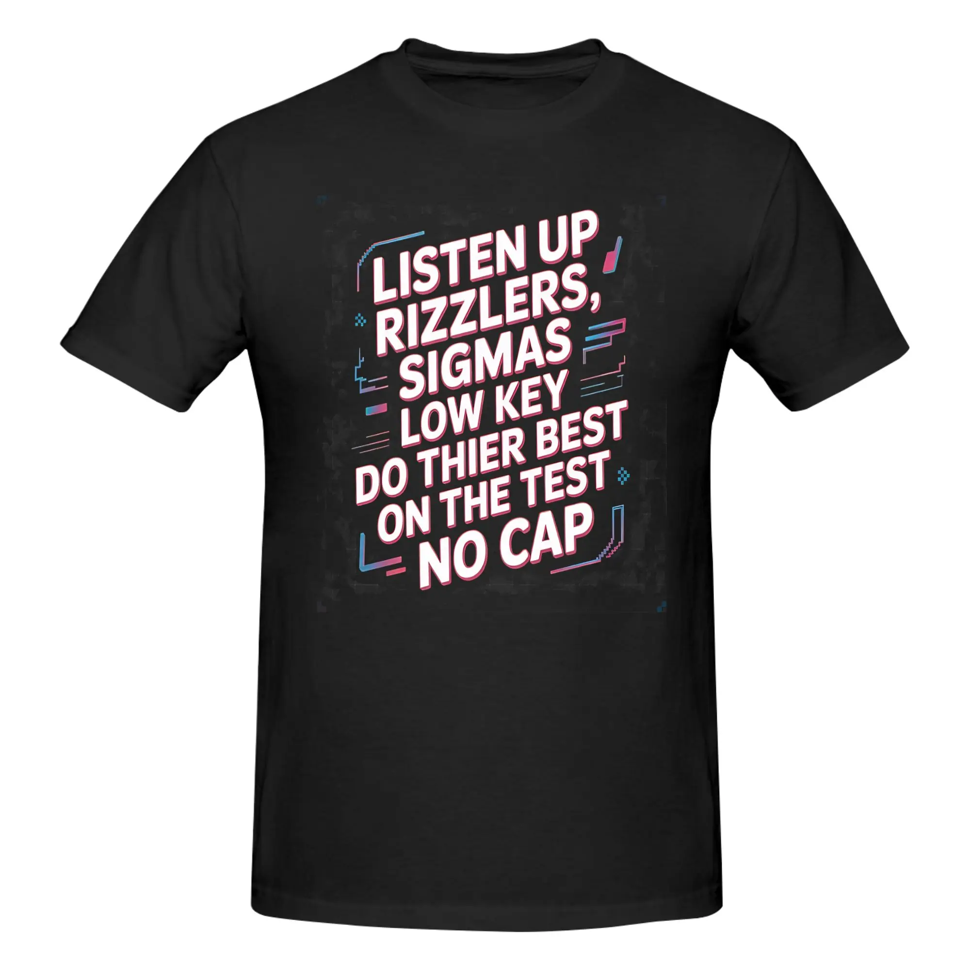 1 Piece Gen Z Meme Graphic Funny 100% Cotton T-Shirt Test Day Tops Tees For Men