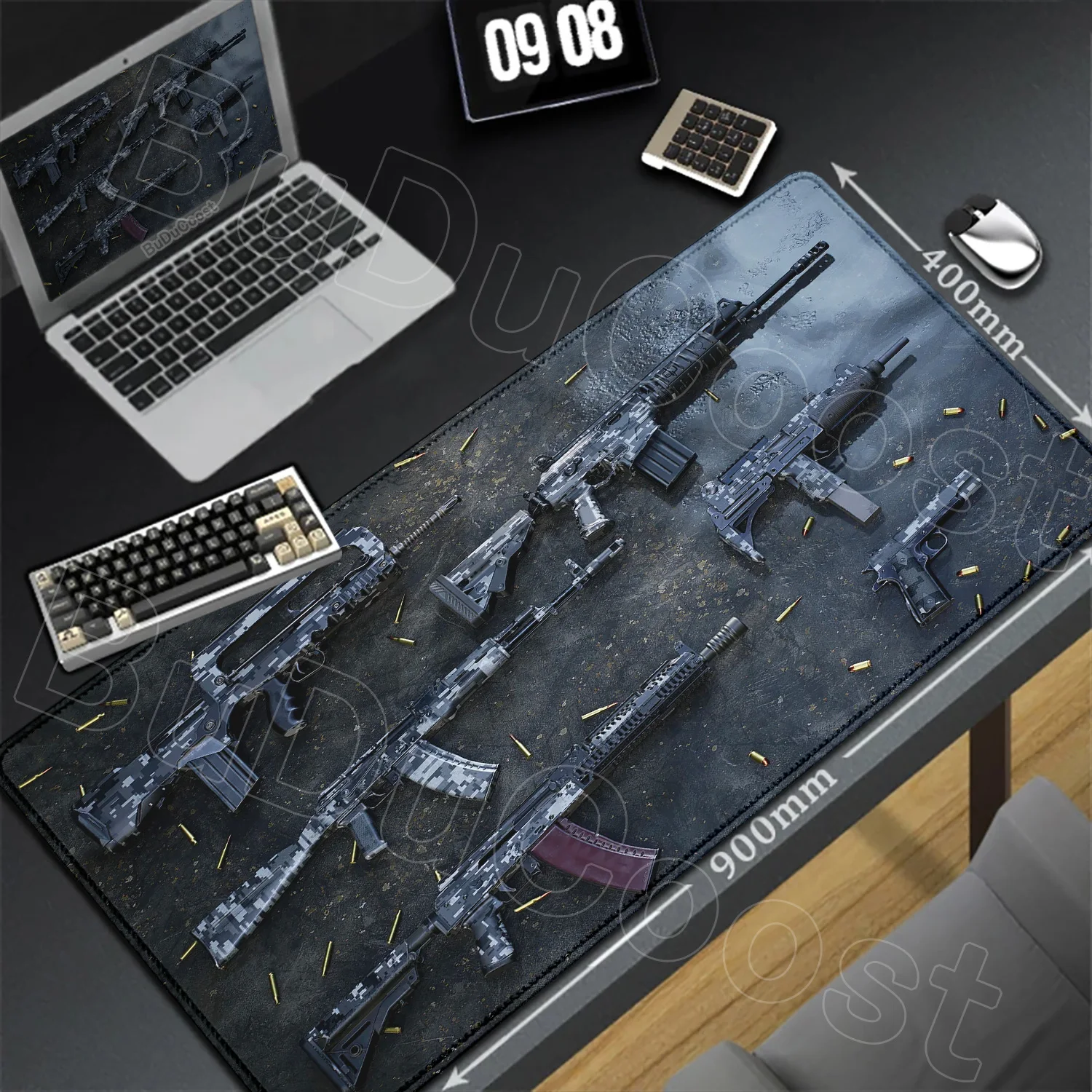 Oversized Tactical XXL Mouse Pad PC Game Keyboard Pad Gun Disassembly Rifle Detail Image Pad Office Lock Edge Desk Mat 400*900mm