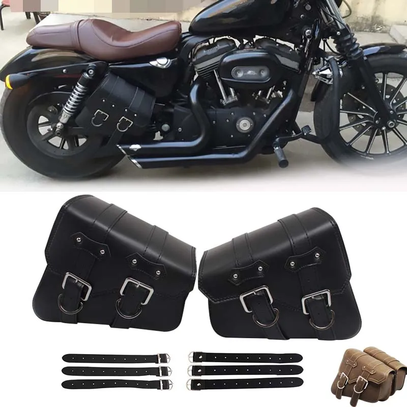 

Motorcycle Accessories PU Leather Saddle Bags Tool Bag Saddlebag Swingarm Luggage Bag For Harley Davidson Sportster XL883 XL1200
