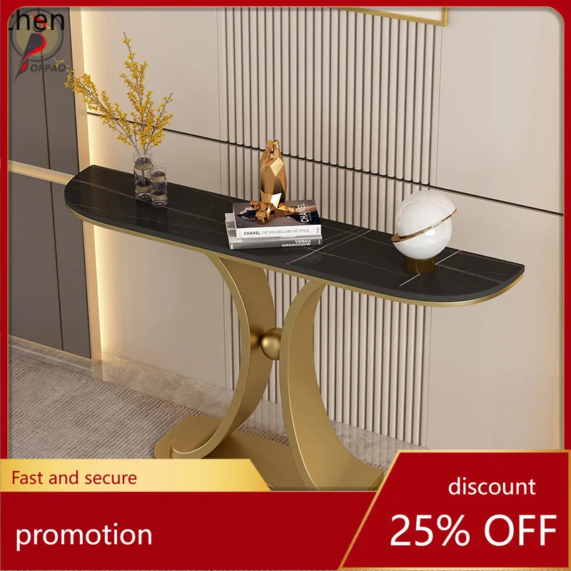 ZML Entryway Cabinet Wall-Mounted Ultra-Narrow Entryway Table Semi-Circular Rock Board Entrance Display Stand