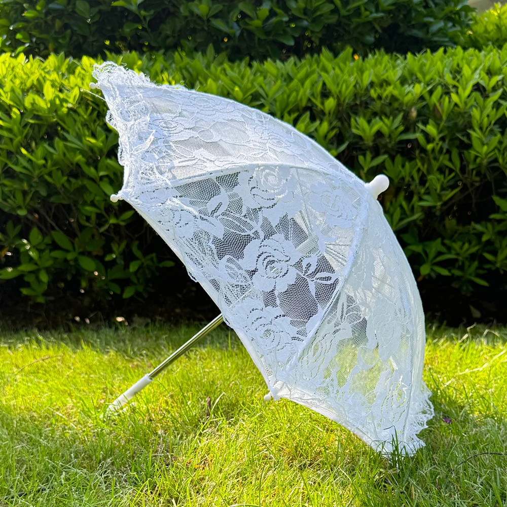Weißer Spitzen-Sonnenschirm, Teeparty-Deko, Geburtstagsparty-Zubehör, Vintage-Hochzeitsaccessoires für Brautjungfern, Geschenk, Foto-Requisiten – Detail 10