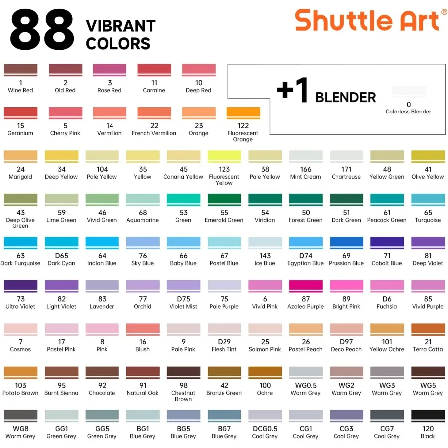 المكوك الفن 89 لون علامات الكحول 88 لون المزدوج تلميح أقلام تلوين مجموعة زائد 1 خلاط عديم اللون مع علبة علامة مثالية ل I #3