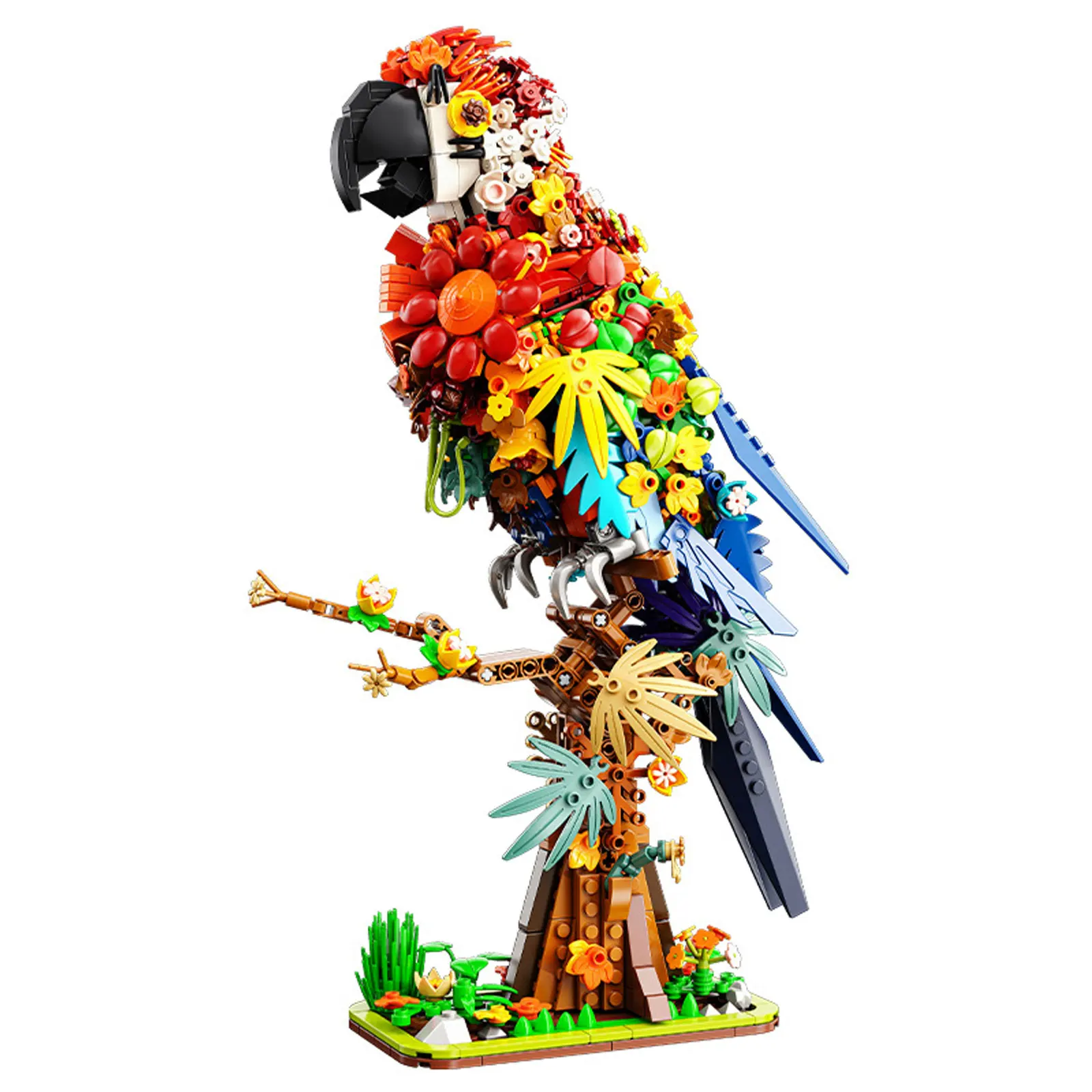 MOC Flores e Animais Série Papagaio Modelo Decorativo de Exibição Camaleão Unicórnio Blocos de Montar Brinquedos Ornamentos para Casa
