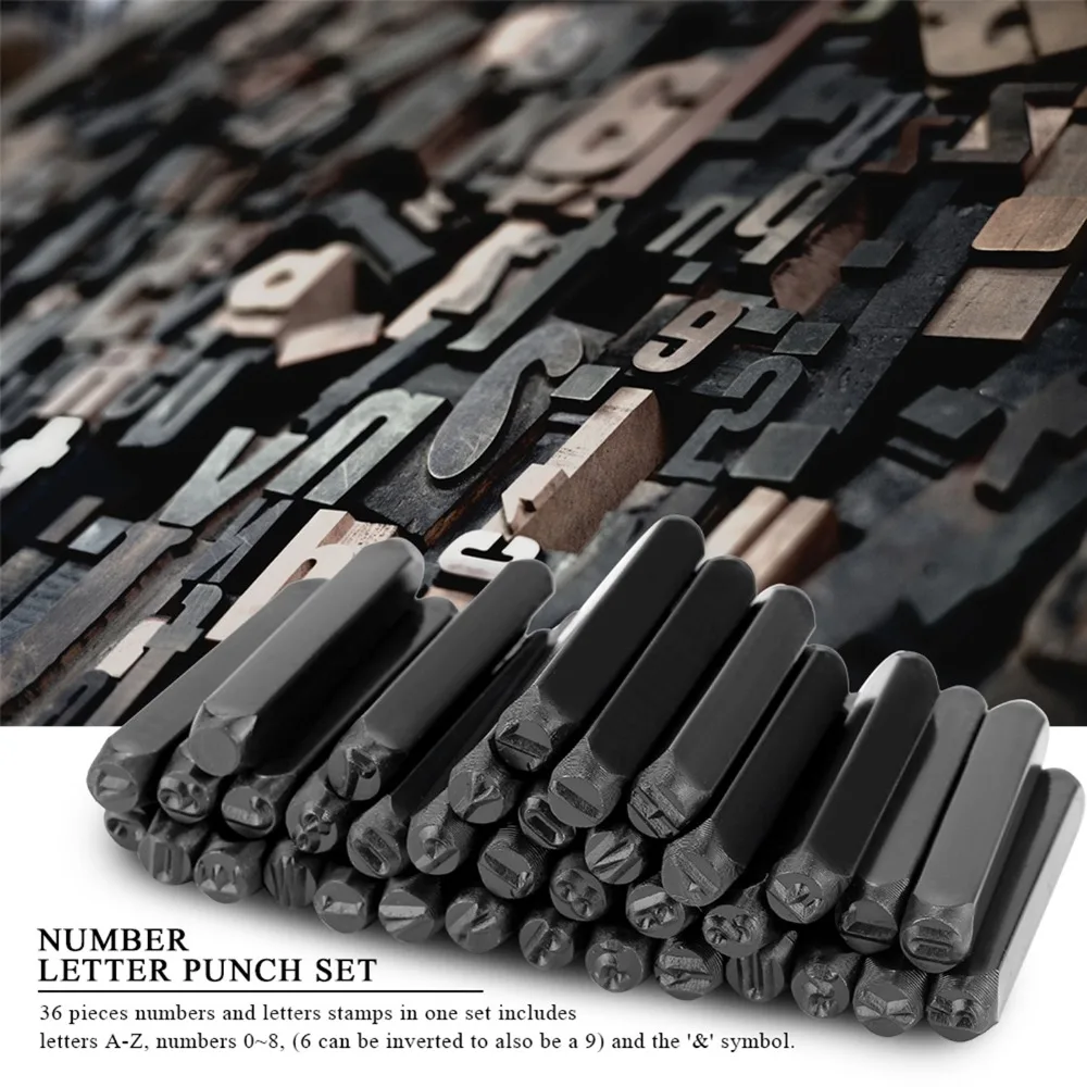 

6mm Size Number Stamp Punch Set Artistic Font Uppercase Letters Letter Stamp Punch Set Carbon Steel Heart Design