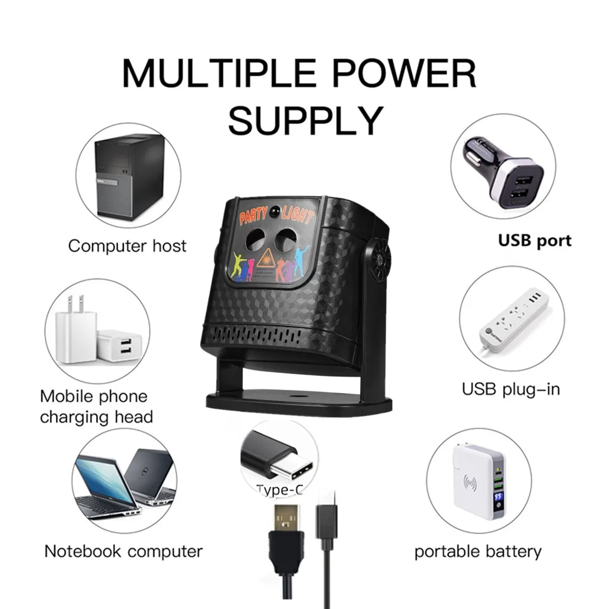 أضواء الحفلات، أضواء ديسكو DJ، أضواء اصطرابية ليزر، أجهزة عرض تعمل بمنفذ USB، ديكورات تخييم محمولة للحفلات العائلية #6