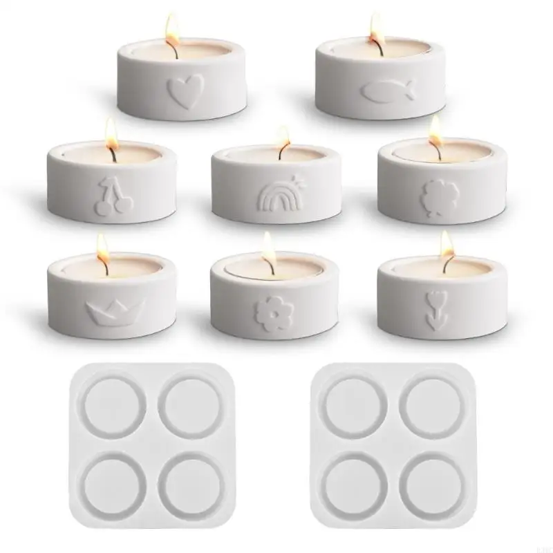 DIY Silicone Candle Molds, Cylindrical, Floral, Heart & Teapot Shaped Candlestick Moulds, Reusable Silicone Molds for Handmade