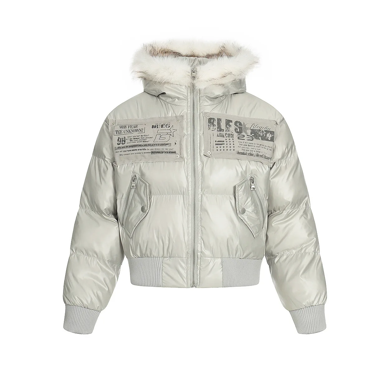 MWJLPWQ معطف الخبز الأمريكي العصري الذكور الفراء طوق تقسم التصحيح تصميم معدني ملابس علوية من القطن عادية نمط الشارع 2025 شتاء 21730 #3