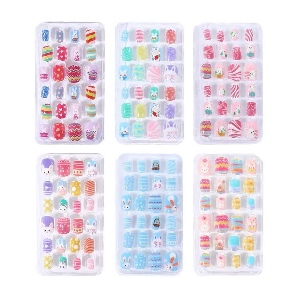 Child Nail Piece Finished Nail Full Cover Easter Kids Fake Nails Nail Art Decoration Children False Nail Fake Nail Tips