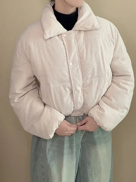 

Women's Cotton Jaet Coat Korean Sle Vintage Turn-down Collar Casual Versatile Single Button Corduroy Bread Sle Trendy