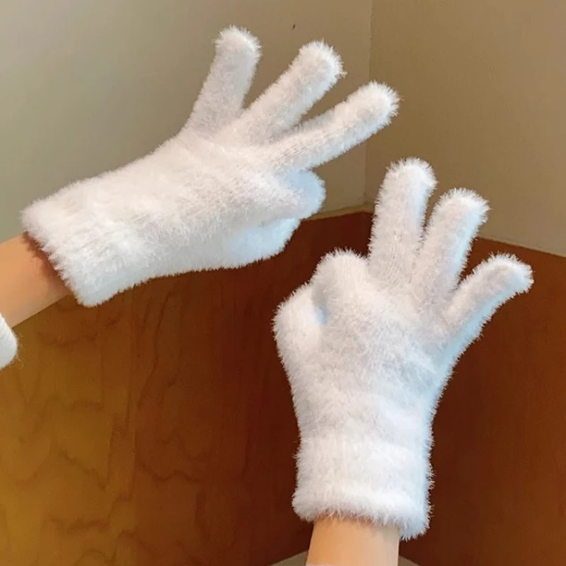المرأة الشتاء الكورية نمط أفخم الدافئة الدراجات المعصم طول قفازات Ins العصرية زائد المخملية بلون الحلو رقيق قفازات الاصبع #3