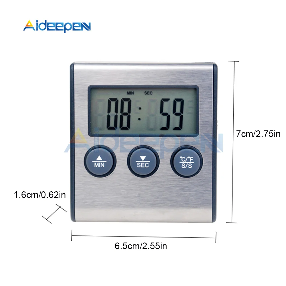 TP700 مطبخ صغير الرقمية ترمومتر طهي ميزان حرارة طعام اللحم درجة حرارة الفرن شواء شواء الموقت وظيفة مع مسبار من الفولاذ المقاوم للصدأ