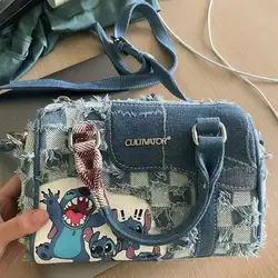 Disney Stitch Cowboy Handbag Cartoon Cute Women Messenger Bag Y2K Girls Shoulder Bag Shopping Cosmetics Storage Holiday Gifts