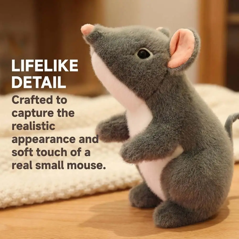 

Имитация мыши 27 см: милая мультяшная игрушка, реалистичная мягкая игрушка-мышонок, нежная игрушка-мышь для детей