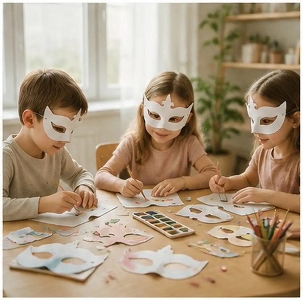 6Pcs Hand-Painted DIY Paper Masks White Blank Masquerade Props for Party Dance School Performance Festival Supplies