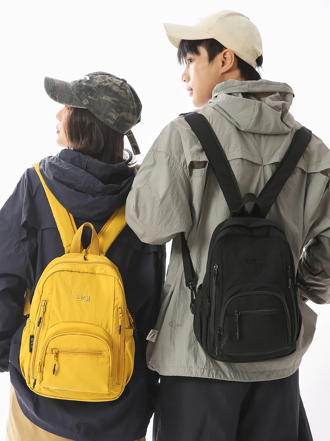 casual-pure-color-unisex-commuter-backpack-multifunctional-chest-bag-sports-small-bag-korean-style-nylon-fabric-zipper-closure