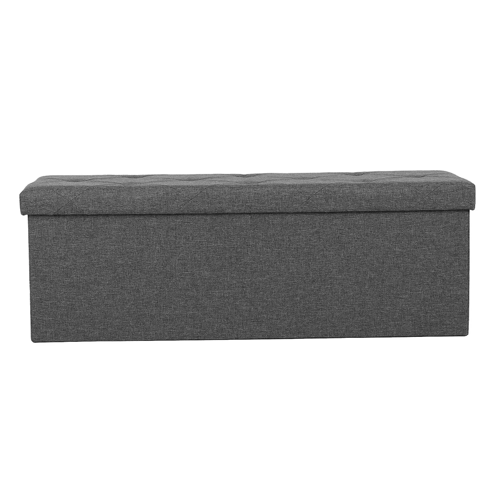 

43in Foldable Storage Ottoman, Storage Chest For Bedroom End Of Bed, Large Ottoman Bench Foot Rest Stool With Padded Seat For E