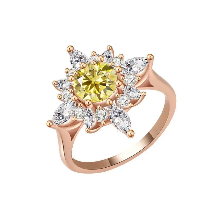 925 Sterling Silver Sunburst Halo Cocktail Ring Round Cut D VVS1 Multi Color Moissanite Statement Fine Jewelry For Women