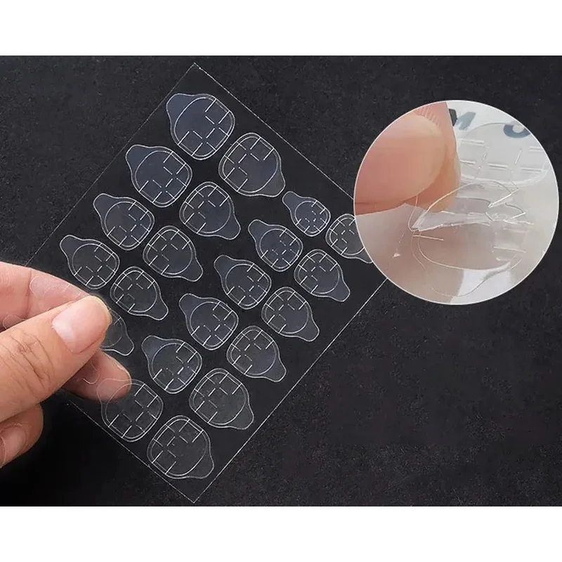 1-10 folhas de cola gelatinosa para unhas, dupla face, fita adesiva para arte em unhas falsas, adesivo para unhas, prensa falsa em pontas das unhas