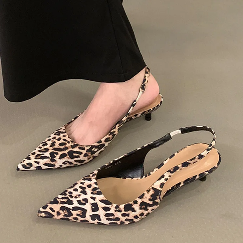 2024 Autumn New Brand Women Sandal Shoes Fashion Pointed Toe Shallow Slip On Slingback Shoes Thin Low Heel Pumps Lady New Woman