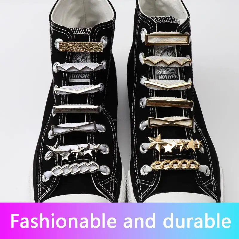 Simple Metal Shoe Charms Fashion Gold silver Sneaker Charms Girl Gift Shoe decoration DIY Shoelaces Buckles Shoes Accesories