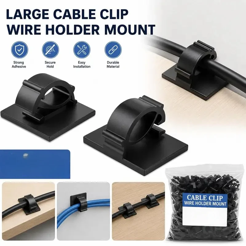 Stickable Clips Double-sided Tape Adhesive Cable Wire Clips Cable Management Wire Cable Holder Clamps Cable Tie Holder