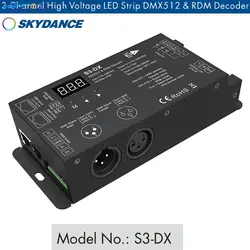 Skydance S3-DX 3 canali ad alta tensione AC 110V 220V DMX 512 RDM Decoder LED Strip Controller Display digitale numerico Dimmer