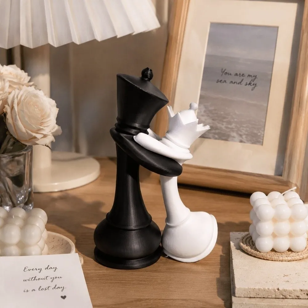 3D Printed Chess Statue Home Decoration Couple Gifts King And Queen Statue Funny Sculpture Desktop Ornaments Home view 2