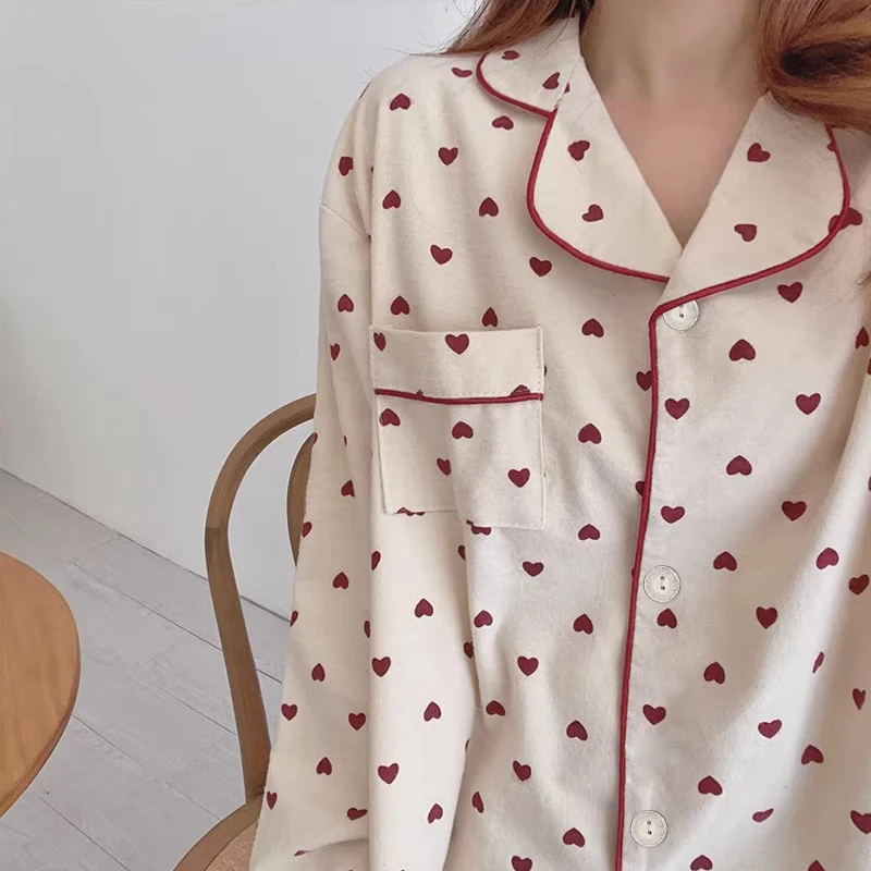 Korean Style Spring Autumn Rest Pajamas for Women Fashion Long Sleeve Long Pants High Grade Elegant Comfortable Lapel Loungewear