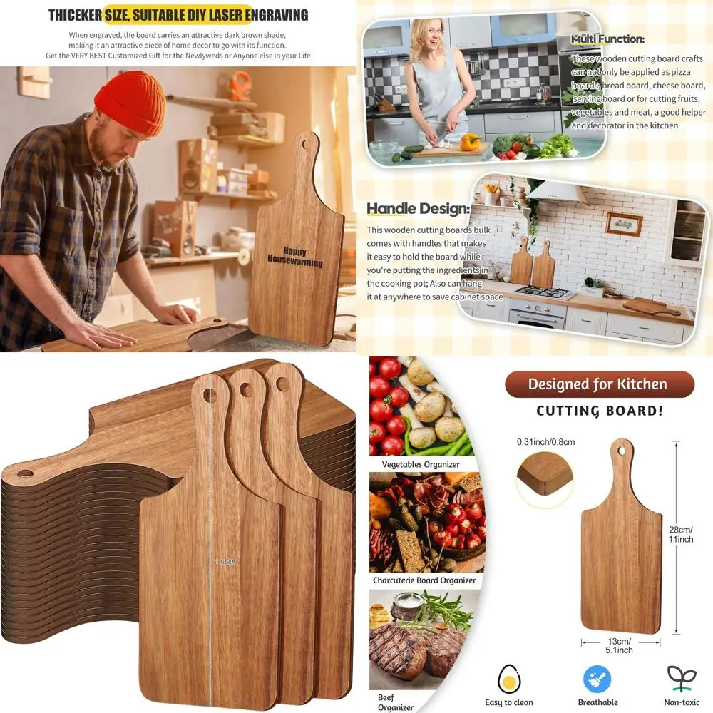 

Set of 24 Acacia Mini Chopping Boards, 11x5 Inches, Ideal for Engraving, Wedding & Housewarming Gifts