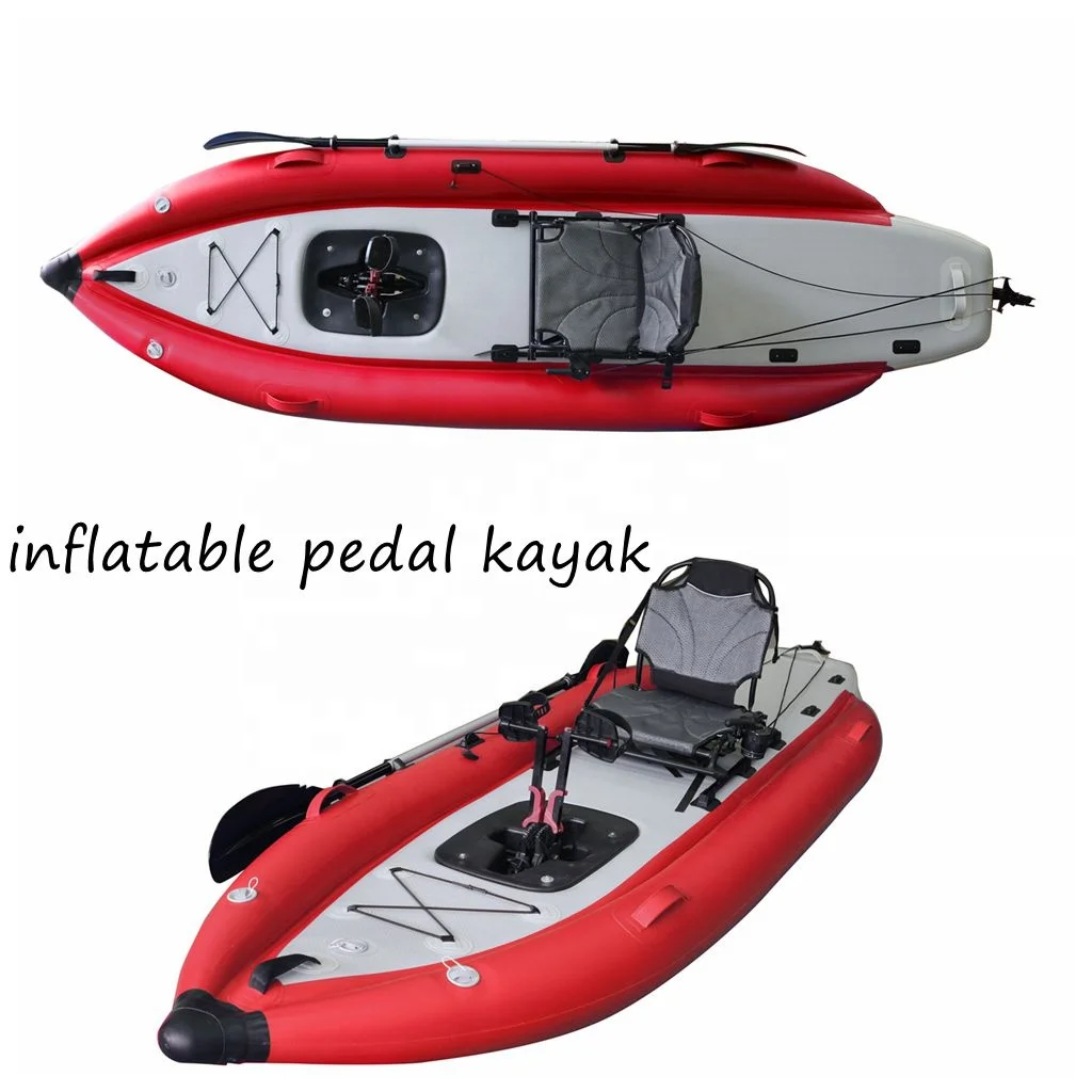 

Hot Sale Inflatable Fishing Pedal Kayak With Pedals Drive 12ft 1 Person Sit On Top Lightweight Folding PVC Material For Sale