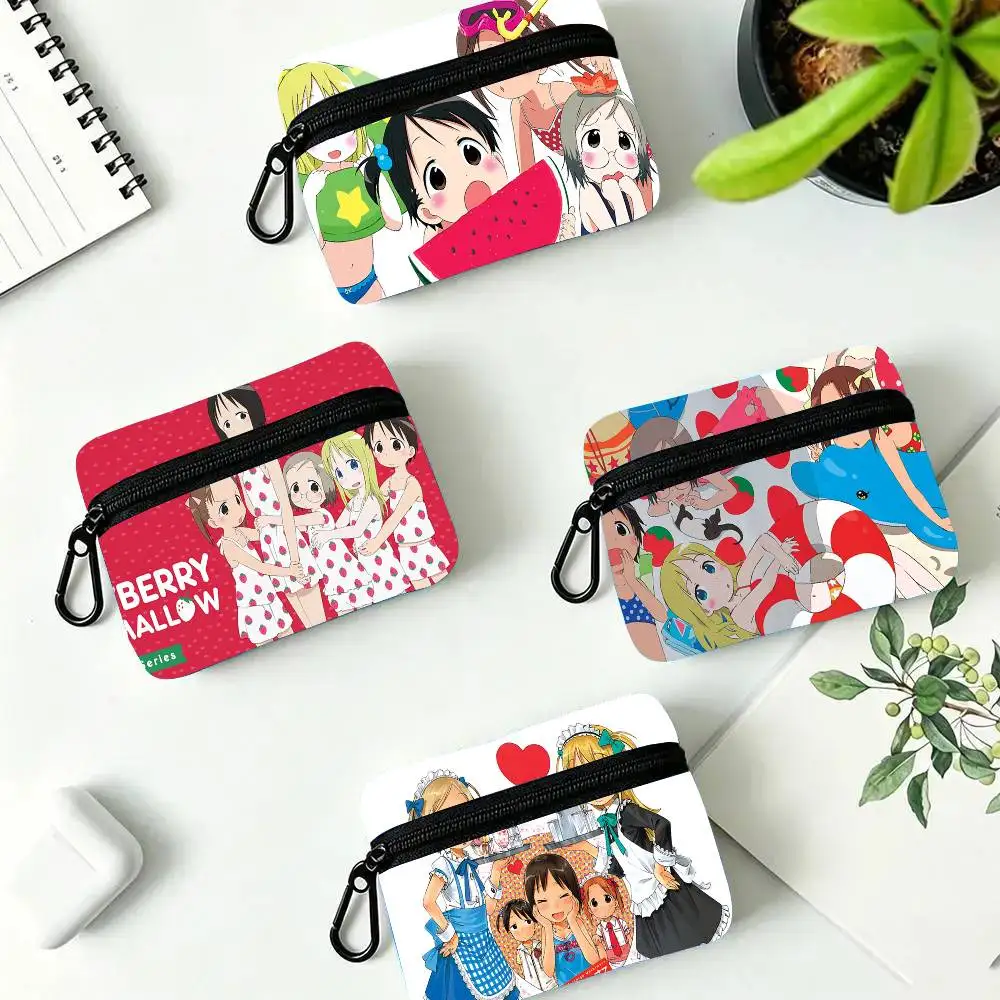 Strawberry M-Marshmallowanime Oxford Fabric Wallet With Zipper Hanging Multifunctional Bag For Credit Cards Keys Coins
