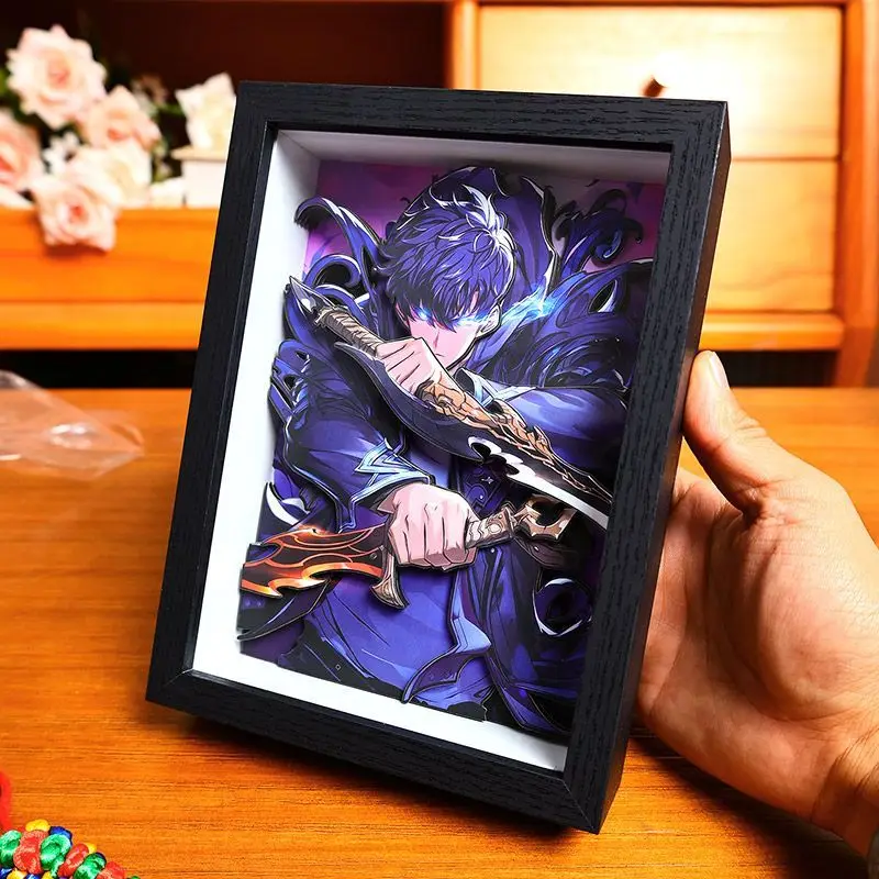 Solo nivelamento anime figura 3d retrato desenhar seong jin woo arise da sombra de alta definição quarto decoração presente