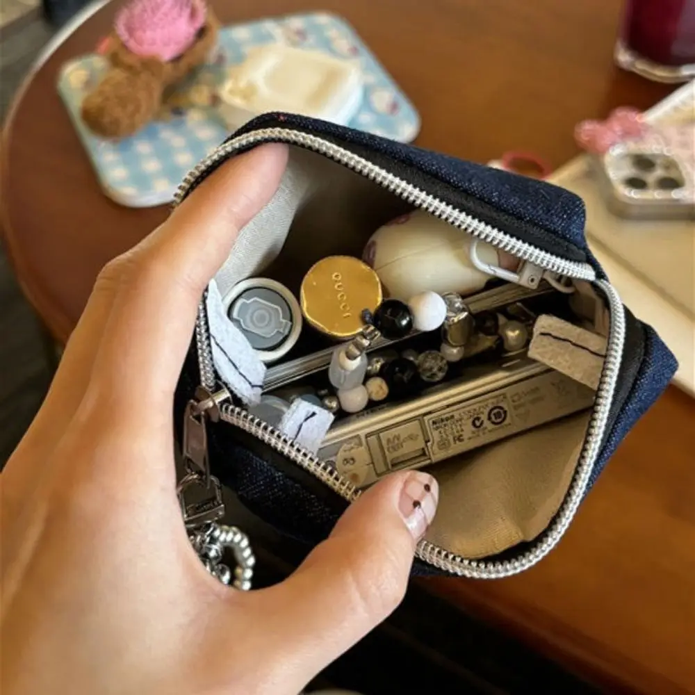 패션 데님 하트 모양 패턴 메이크업 가방, 대용량 화장품 파우치, 휴대용 문구 가방, 여행 세면 용품 가방