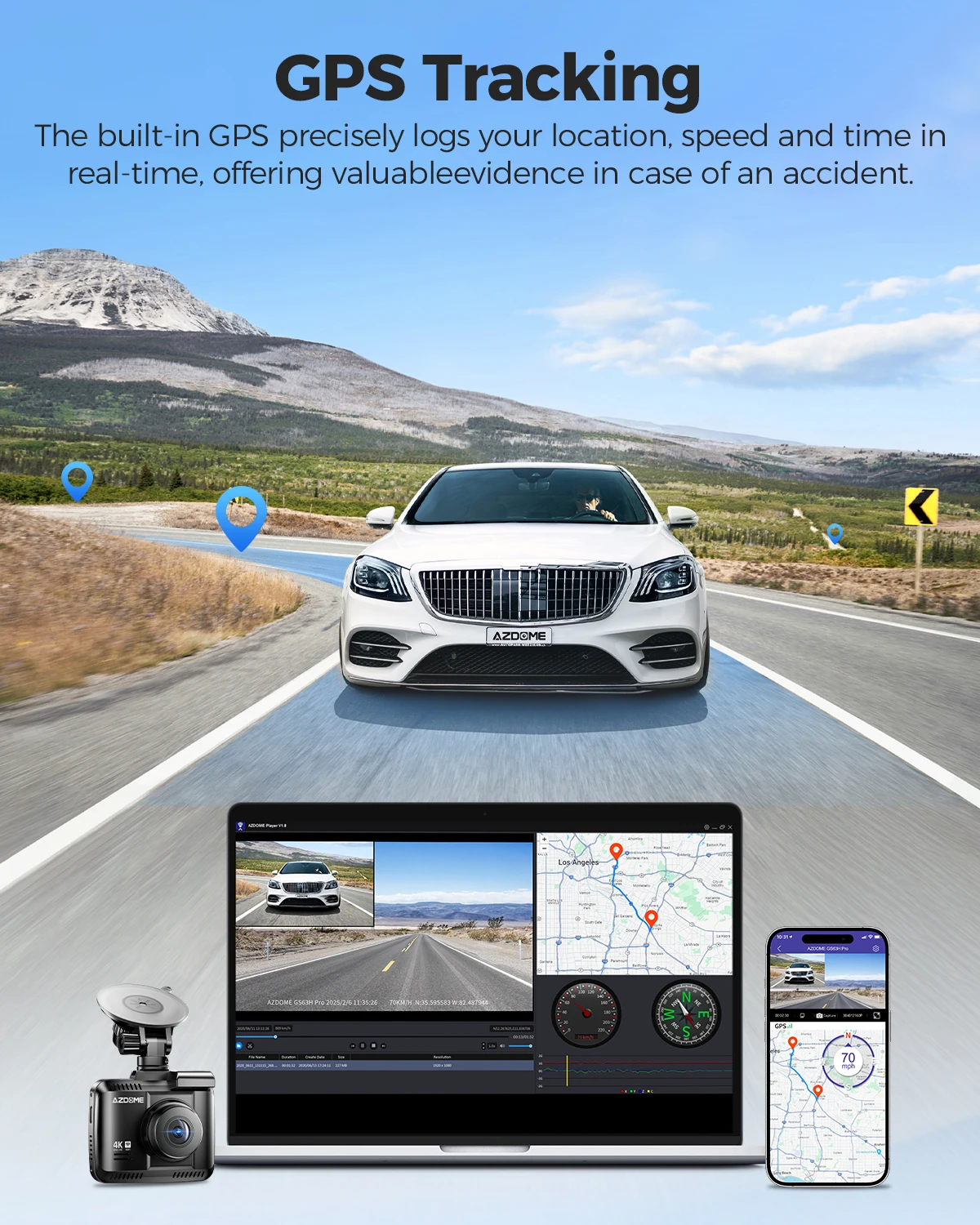 AZDOME 4K ADAS Dash Cam GS63H Pro Car DVR Built-in GPS WiFi Video Recorder Car Camera WDR Night Vision 24H Parking Monitor 1080P