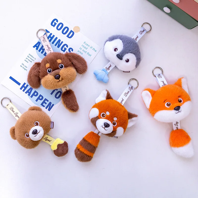 

Мягкая плюшевая игрушка-брелок 10 см: милый енот, медведь, лиса, пингвин, такса – кошелек для монет, украшение для сумки