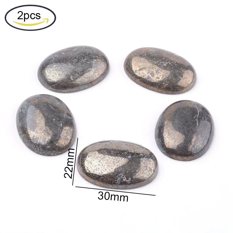 1-2 Chiếc 18X13X6Mm Hình Bầu Dục Nửa Tròn Tự Nhiên Pyrit Cabochons Cho Vòng Tay Trang Sức Bông Tai làm Cho