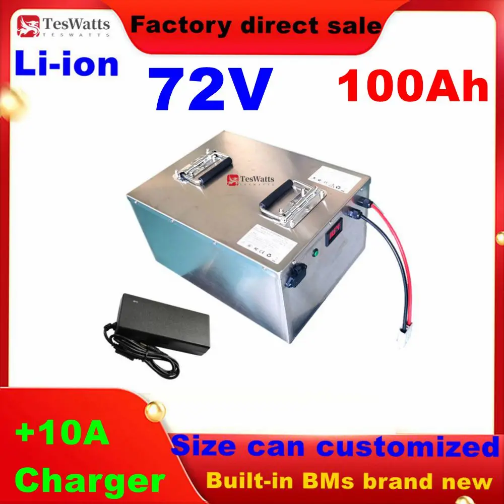 Batterie veFepo4 72V 100Ah avec BMS puissant, pour voiture électrique à basse vitesse, avec chargeur 87.6V 10A