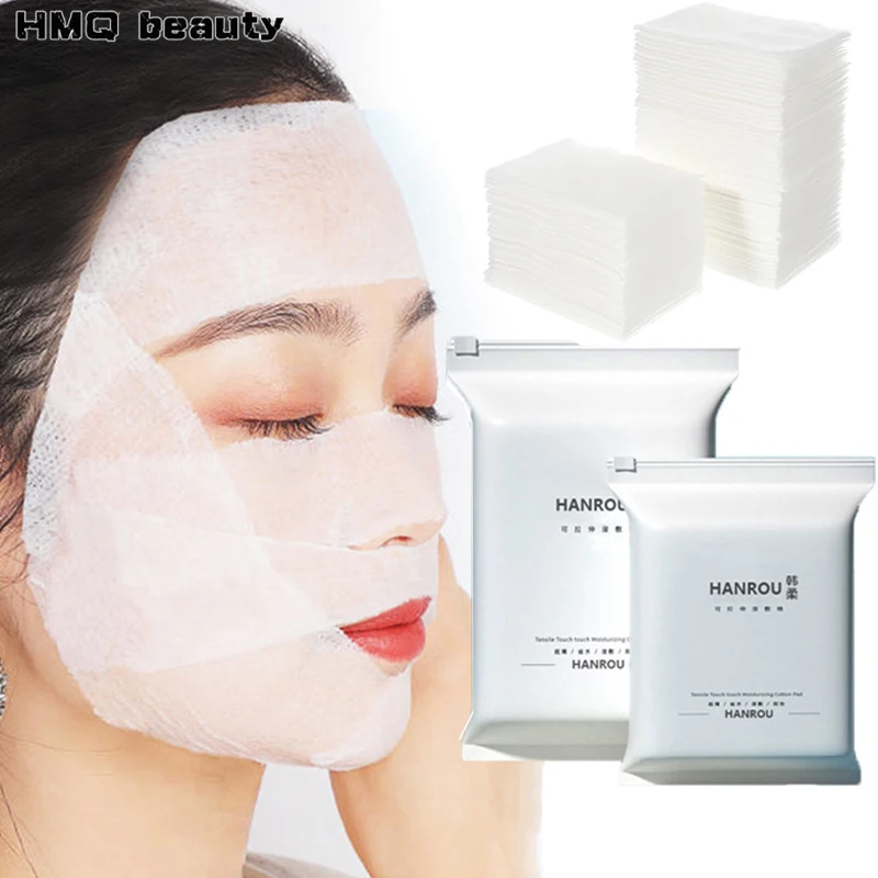 일회용 물 절약 코튼 패드, 젖은 코튼 스트레치, 휴대용 메이크업 제거, 통기성 페이셜 마스크, 페이퍼 스킨 케어, 50 개/백