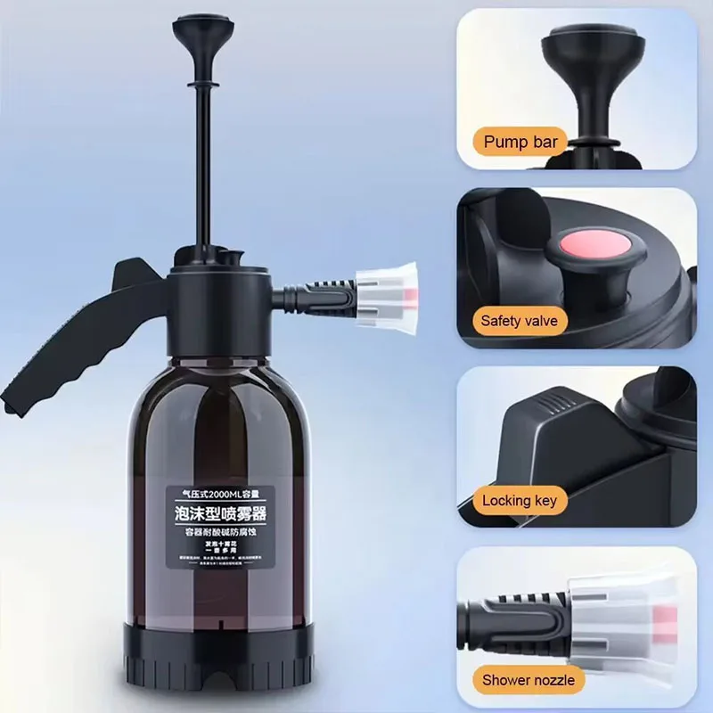 Quick Clean Car Wash Foam Sprayer Pneumatic Handheld 2L Car Home Disinfectant Water Bottle High Pressure Foam Convenient image 6