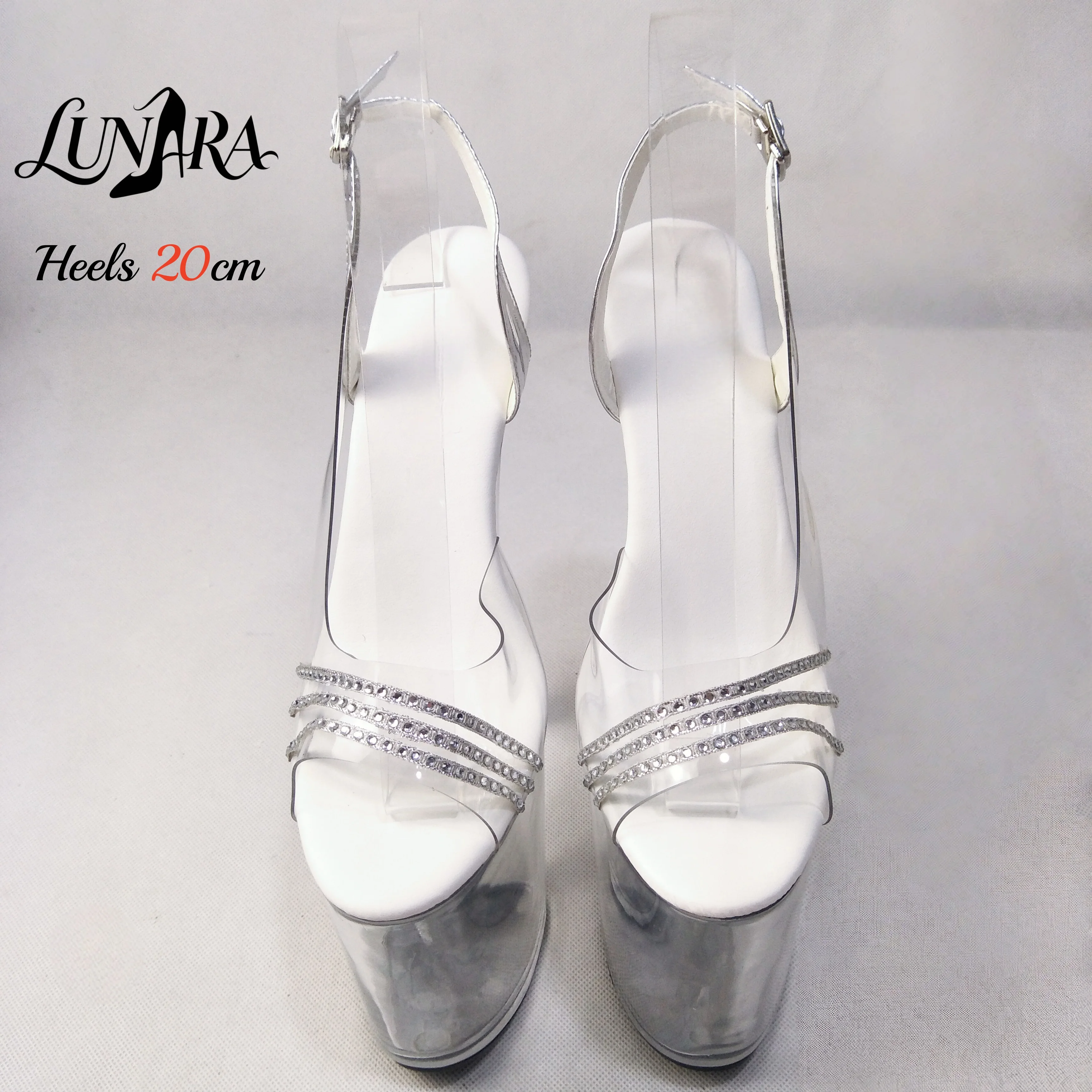 Womens 20cm/8Inch Clear Rhines - огляд і ціна Clear Strap Heel