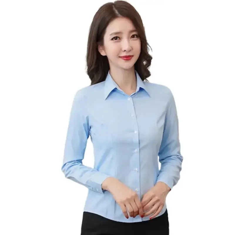 قميص نسائي صيفي أبيض بأكمام قصيرة للعمل الاحترافي فضفاض مناسب على الطراز الكوري مقاس كبير قميص بمقابلة OL بأزرار علوية