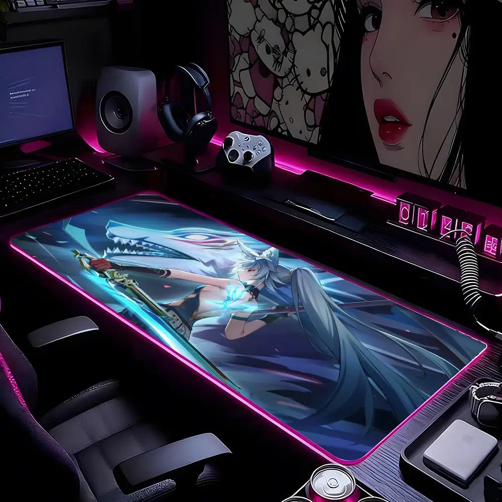 

H-Honkai Star Rail Mouse Pad Mousepad HD Printing Computer Gamers Locking Edge Non-slip RGB Mouse Pad XXL90x40cm Keyboard PC Des