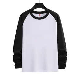 100% Cotton Long Sleeve T-shirt for Men Women Casual Drop Shoulder O-neck Shirts Loose Full Sleeves Men's Top Spring and Autumn