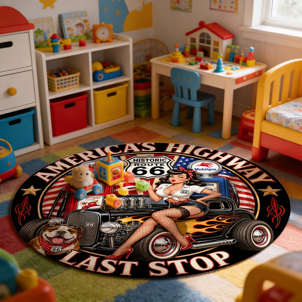 Vintage Route 66 American Highway Last Stop Diner Mat Retro Car Mat for Kitchen Bathroom Decor