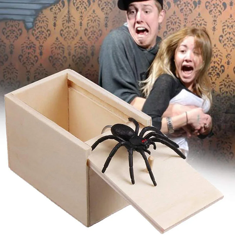 April Fool's Day Scare A Whole Lot Of People Spoof Small Bugs Scary Spider Horror Small Wooden Box Halloween Gift