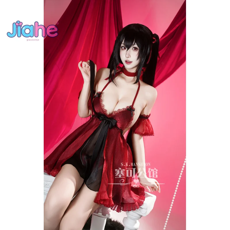 

IJN Taihō Anime Game Azur Lane Cosplay Costume Taihō Women's red sexy nightgown wig Halloween carnival new full set clothing