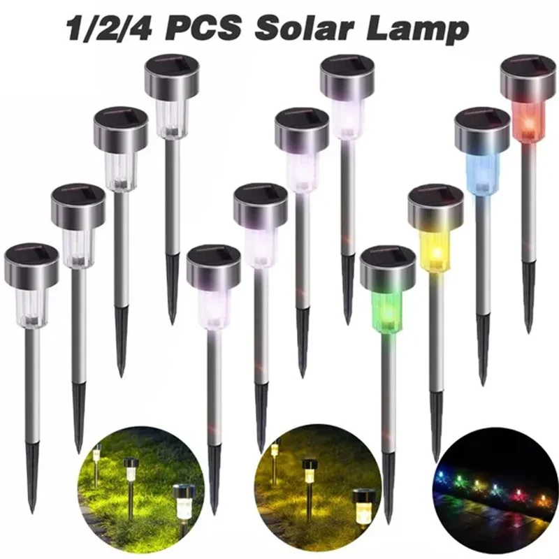 1/2/4 Pcs LED Solar Outdoor Ground Lights Waterproof Landscape Lawn Path Lights Lamp Sunlight Courtyard Garden Decoration