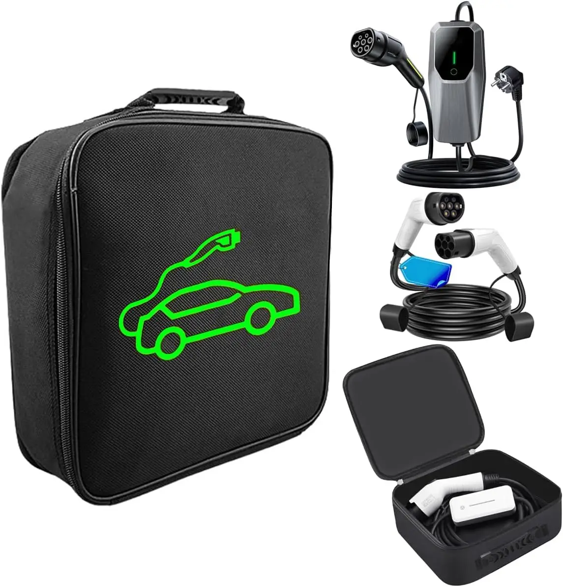 

Портативная сумка для зарядного кабеля электромобиля, органайзер из нейлона 1680D для кабелей Type 2/Type 1, прочное хранение для багажника автомобиля или гаража