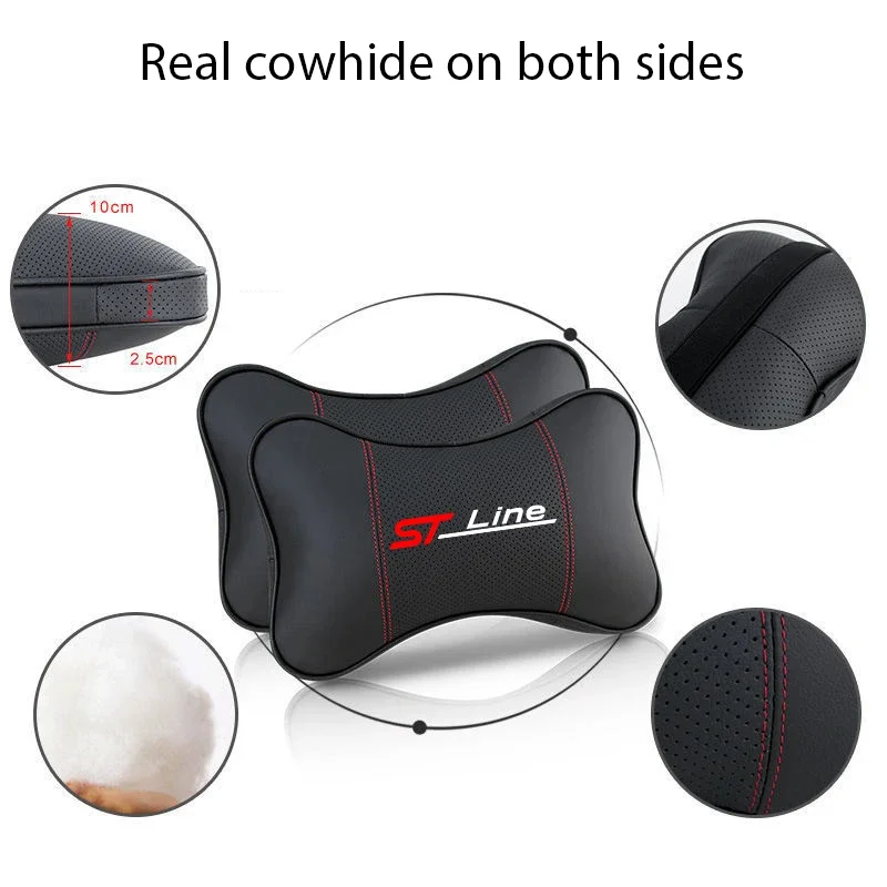PU Leather Car Headrest Pillow Seatbelt Shoulder Pad For Ford Stline ST Focus 2 3 Fiesta Mondeo Mk3 Mk4 Car Accessories view 5