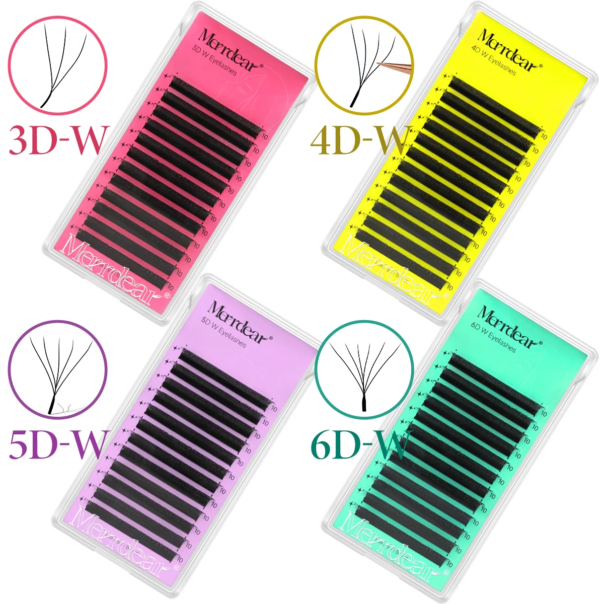 Merrdear Automatic Flowering W Shape Bloom 3D 4D 5D 6D  Premade Fans Speed Eyelash Extensions Natural Soft Light Full Dense